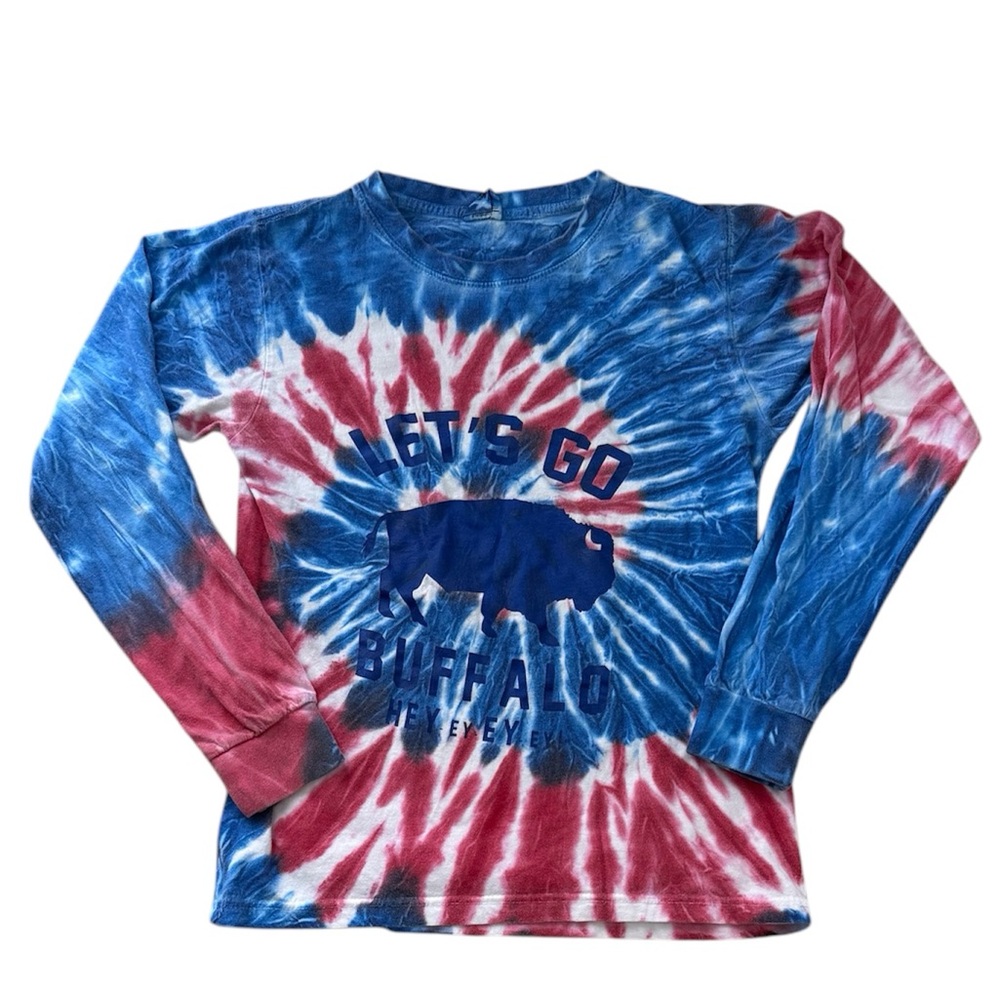 NFL Buffalo Bills Red and Blue Tie-Dye Long Sleeve Shirt